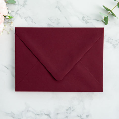 NingsPaper 50 Pieces Burgundy Floral Liner Euro Flap Envelopes for  Wedding Invitation Card