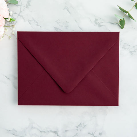 NingsPaper 50 Pieces  A7 Envelopes, Euro Flap Liner 5x7 Burgundy Envelopes