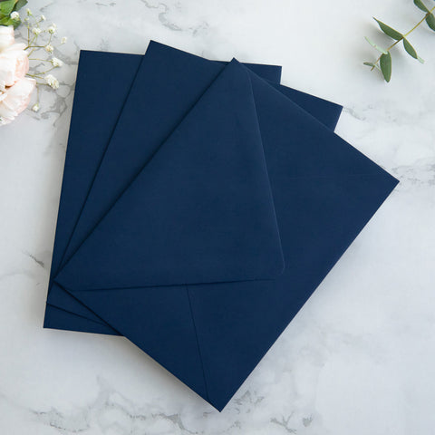 NingsPaper 50 Pieces  A7 Envelopes, Euro Flap Liner 5x7 Navy Blue Envelopes
