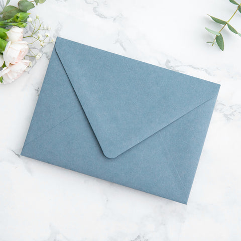 NingsPaper 50 Pieces  A7 Envelopes, Euro Flap Liner 5x7 Dusty Blue Envelopes