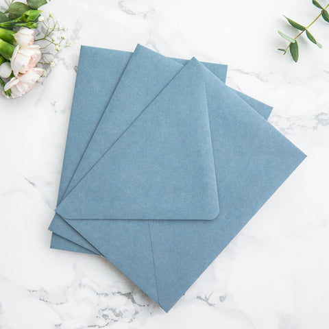 NingsPaper 50 Pieces Dusty Blue Floral Liner Euro Flap Envelopes for  Wedding Invitation Card