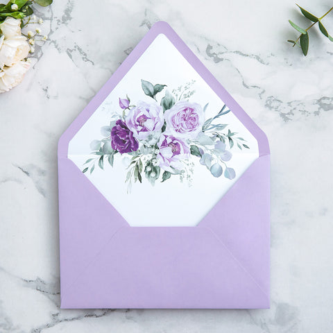 NingsPaper 50 Pieces  A7 Envelopes, Euro Flap Liner 5x7 Lilac Envelopes