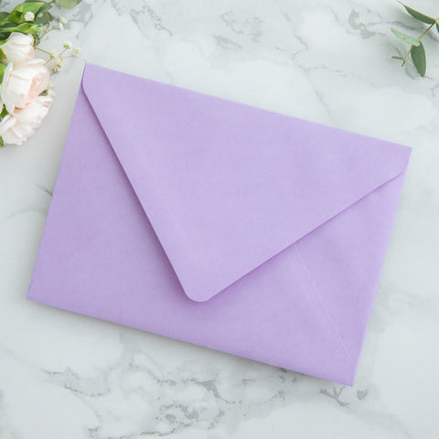 NingsPaper 50 Pieces Shiny Lilac Floral Liner Euro Flap Envelopes for  Wedding Invitation Card