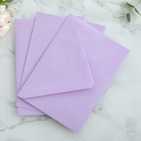 NingsPaper 50 Pieces Shiny Lilac Floral Liner Euro Flap Envelopes for  Wedding Invitation Card