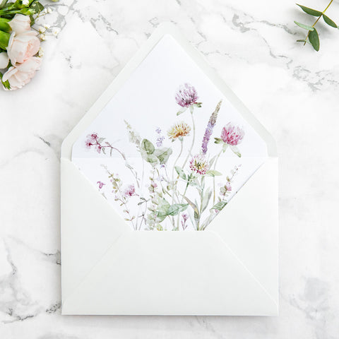 NingsPaper 50 Pieces  A7 Envelopes, Euro Flap Liner 5x7 Ivory Wildflower Envelopes