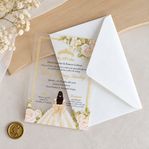 NingsPaper XV Años Invitations Acrylic Invitation Cards with Ivory Envelope-2mm/0.7"