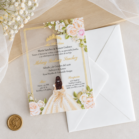 NingsPaper XV Años Invitations Acrylic Invitation Cards with Ivory Envelope-2mm/0.7"
