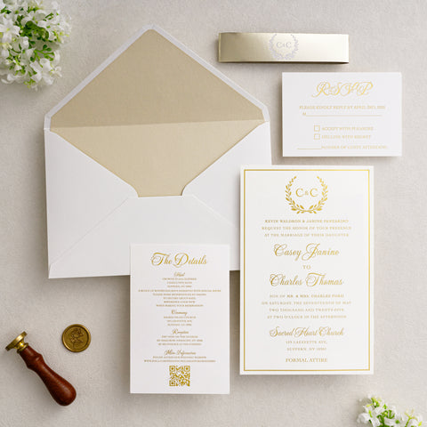 NingsPaper Gold Foil Shiny Liner Wedding Invitation Suite