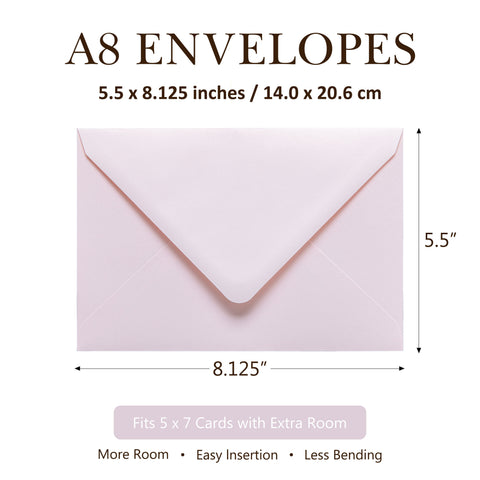 NingsPaper 50 Pieces A8 Envelopes, Large 5x7 Blush Pink Envelopes