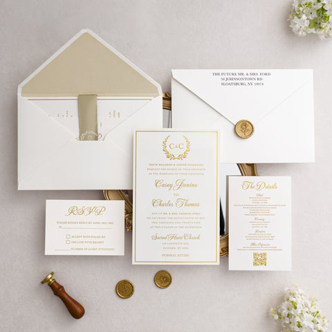 NingsPaper Gold Foil Shiny Liner Wedding Invitation Suite