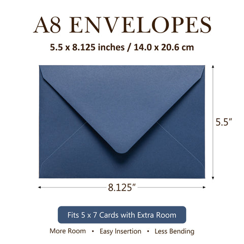 NingsPaper 50 Pieces A8 Envelopes, Large 5x7 Navy Blue Envelopes