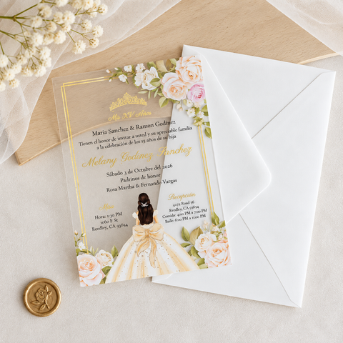 NingsPaper XV Años Invitations Acrylic Invitation Cards with Ivory Envelope-2mm/0.7"