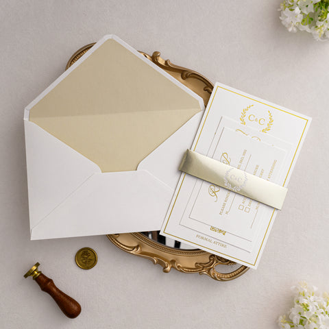 NingsPaper Gold Foil Shiny Liner Wedding Invitation Suite