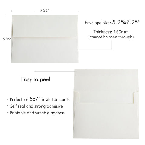 NingsPaper 50 Pieces  A7 5 x 7'' Ivory Self Seal Envelopes