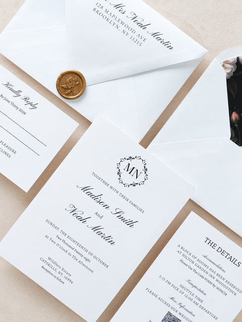 NingsPaper Ivory Liner Wedding Invitation Suite