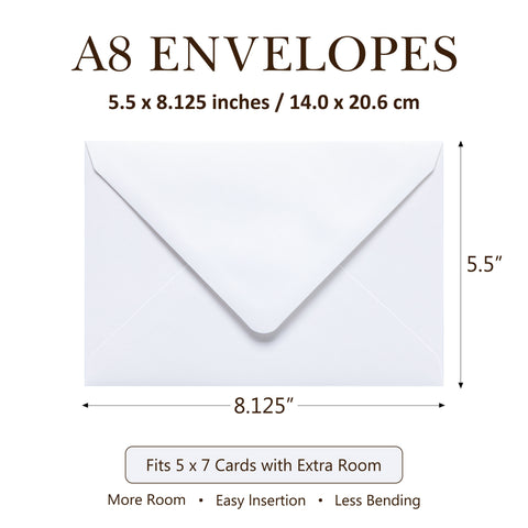 NingsPaper 50 Pieces A8 Envelopes, Large 5x7 White Envelopes
