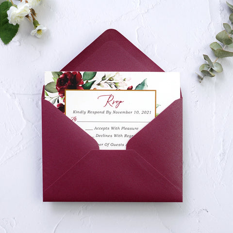 NingsPaper 50 Pieces Burgundy A1 3.62 × 5.12 Inches Envelopes
