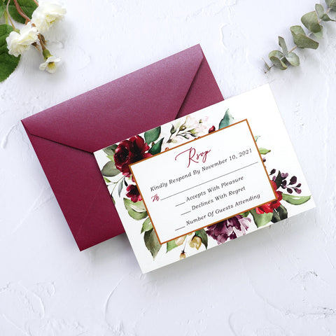 NingsPaper 50 Pieces Burgundy A1 3.62 × 5.12 Inches Envelopes