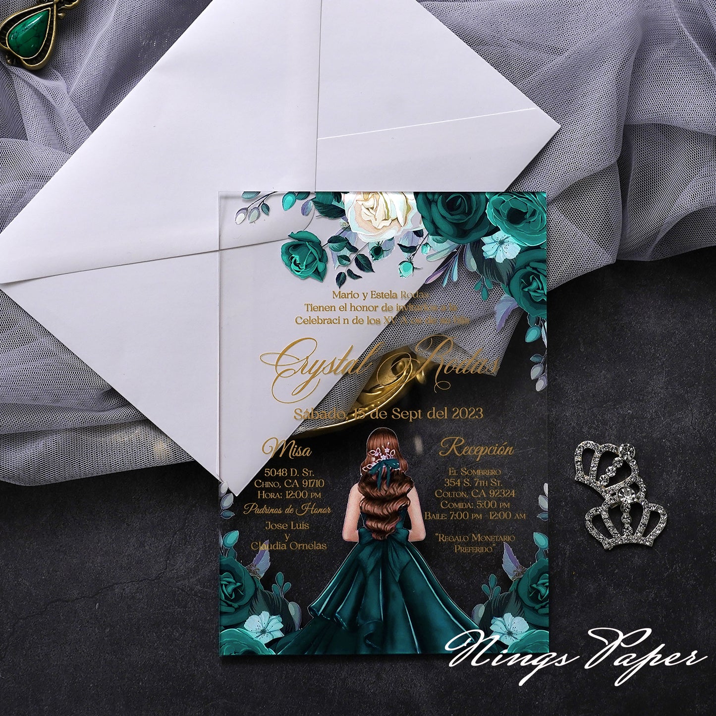 100 PCS Acrylic Quinceanera Invitation Cards with Envelopes