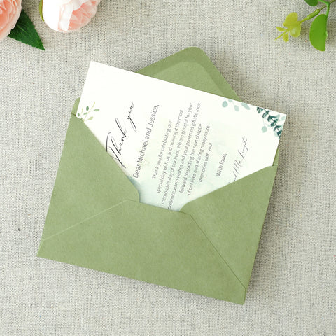 NingsPaper 50 Pieces Sage Green A4 Envelopes for 4x6 Cards