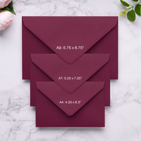 NingsPaper A9 Envelopes, 5.75 x 8.75'' Burgundy Wedding Mailing Envelopes