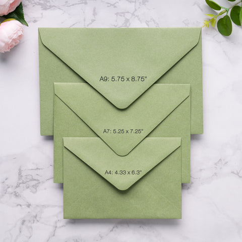 NingsPaper A9 Envelopes, 5.75 x 8.75'' Sage Green Wedding Mailing Envelopes