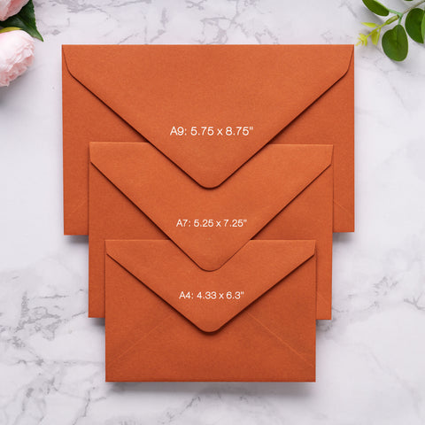 NingsPaper A9 Envelopes, 5.75 x 8.75'' Burnt Orange Wedding Mailing Envelopes
