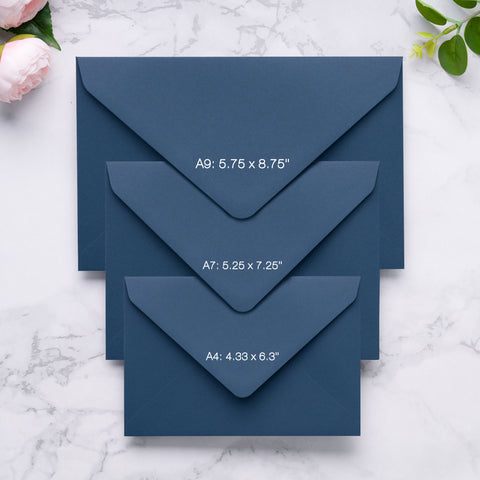 NingsPaper A9 Envelopes, 5.75 x 8.75'' Navy Blue Wedding Mailing Envelopes
