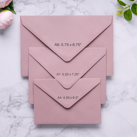 NingsPaper A9 Envelopes, 5.75 x 8.75'' Dusty Rose Wedding Mailing Envelopes