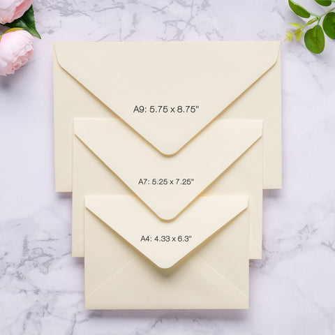 NingsPaper A9 Envelopes, 5.75 x 8.75'' Cream Wedding Mailing Envelopes