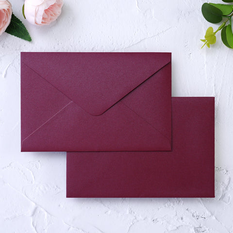 NingsPaper 50 Pieces Shiny Burgundy Shiny A4 Envelopes for 4x6 Cards