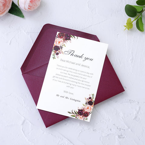 NingsPaper 50 Pieces Shiny Burgundy Shiny A4 Envelopes for 4x6 Cards