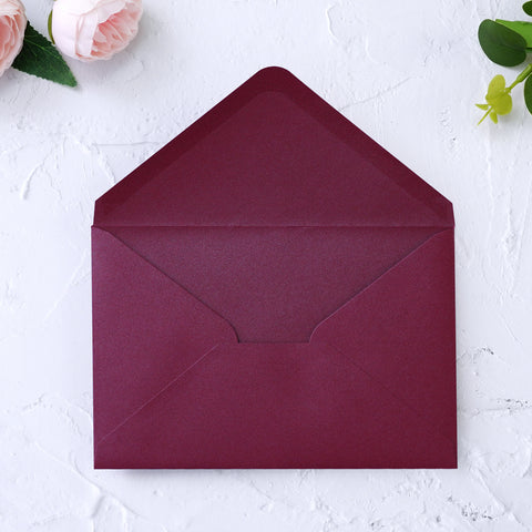 NingsPaper 50 Pieces Shiny Burgundy Shiny A4 Envelopes for 4x6 Cards
