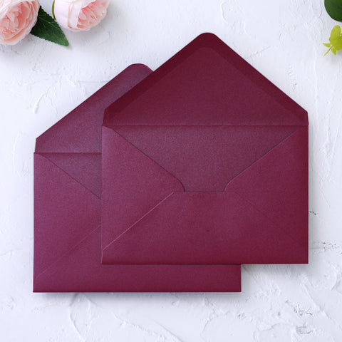NingsPaper 50 Pieces Shiny Burgundy Shiny A4 Envelopes for 4x6 Cards