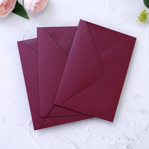 NingsPaper 50 Pieces Shiny Burgundy Shiny A4 Envelopes for 4x6 Cards