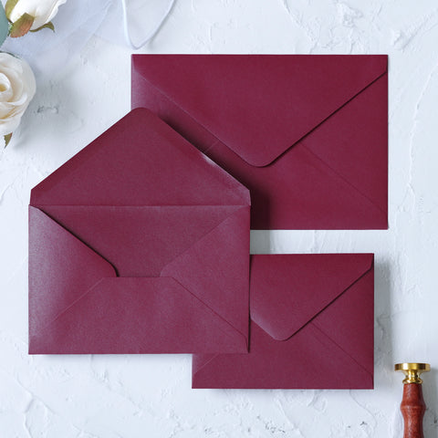 NingsPaper 50 Pieces Shiny Burgundy Shiny A4 Envelopes for 4x6 Cards