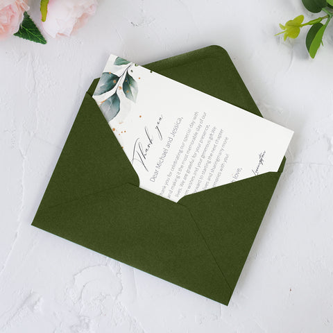 NingsPaper 50 Pieces Olive Green A4 Envelopes for 4x6 Cards
