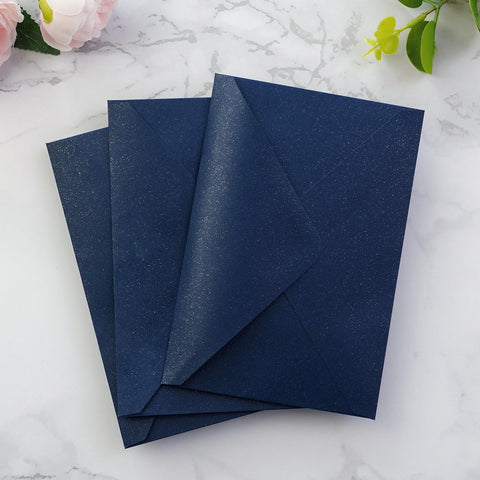 NingsPaper 50 Pieces Shiny Navy Blue A4 Envelopes for 4x6 Cards