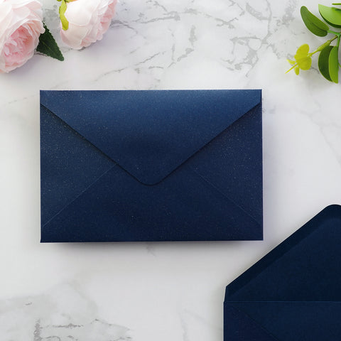 NingsPaper 50 Pieces Shiny Navy Blue A4 Envelopes for 4x6 Cards