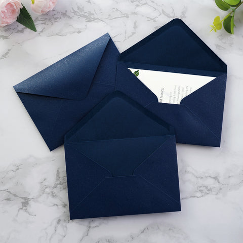 NingsPaper 50 Pieces Shiny Navy Blue A4 Envelopes for 4x6 Cards