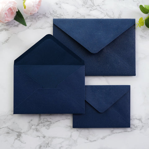 NingsPaper 50 Pieces Shiny Navy Blue A4 Envelopes for 4x6 Cards