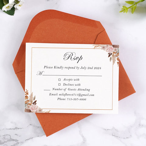 NingsPaper 50 Pieces Burnt Orange A1 3.62 × 5.12 Inches Envelopes