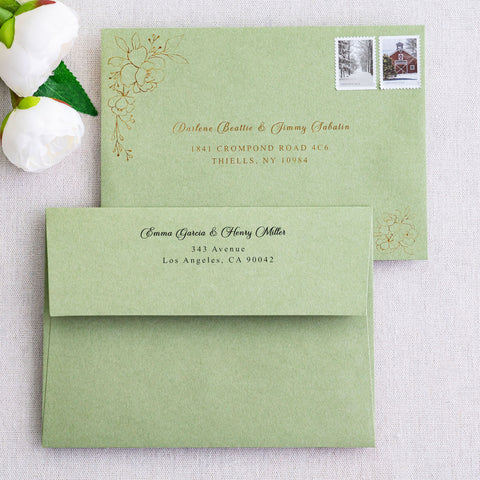 NingsPaper 50 Pieces  A7 5 x 7'' Sage Green Self Seal Envelopes