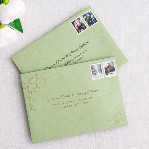 NingsPaper 50 Pieces  A7 5 x 7'' Sage Green Self Seal Envelopes