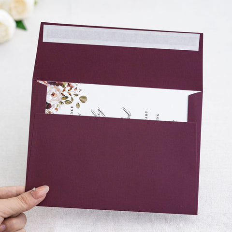 NingsPaper 50 Pieces  A7 5 x 7'' Burgundy Self Seal Envelopes