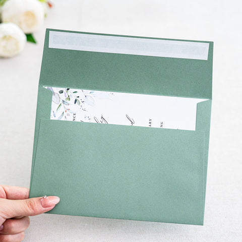 NingsPaper 50 Pieces  A7 5 x 7'' Light Sage Green Self Seal Envelopes