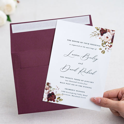 NingsPaper 50 Pieces  A7 5 x 7'' Burgundy Self Seal Envelopes