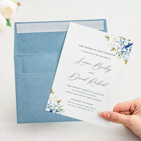 NingsPaper 50 Pieces  A7 5 x 7'' Dusty Blue Self Seal Envelopes