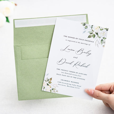 NingsPaper 50 Pieces  A7 5 x 7'' Sage Green Self Seal Envelopes