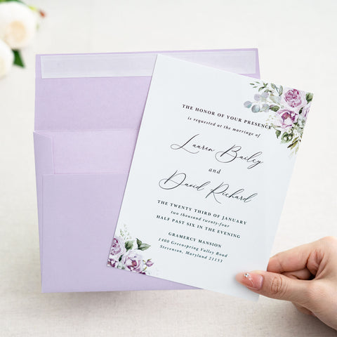 NingsPaper 50 Pieces  A7 5 x 7'' Lilac Self Seal Envelopes